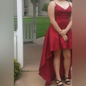 Red high-low formal dress